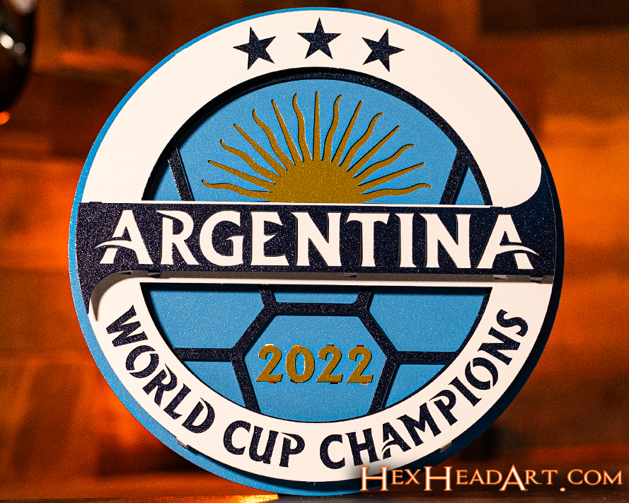 Argentina World Cup 2022 Champions Gift Size 3D Metal Wall Art