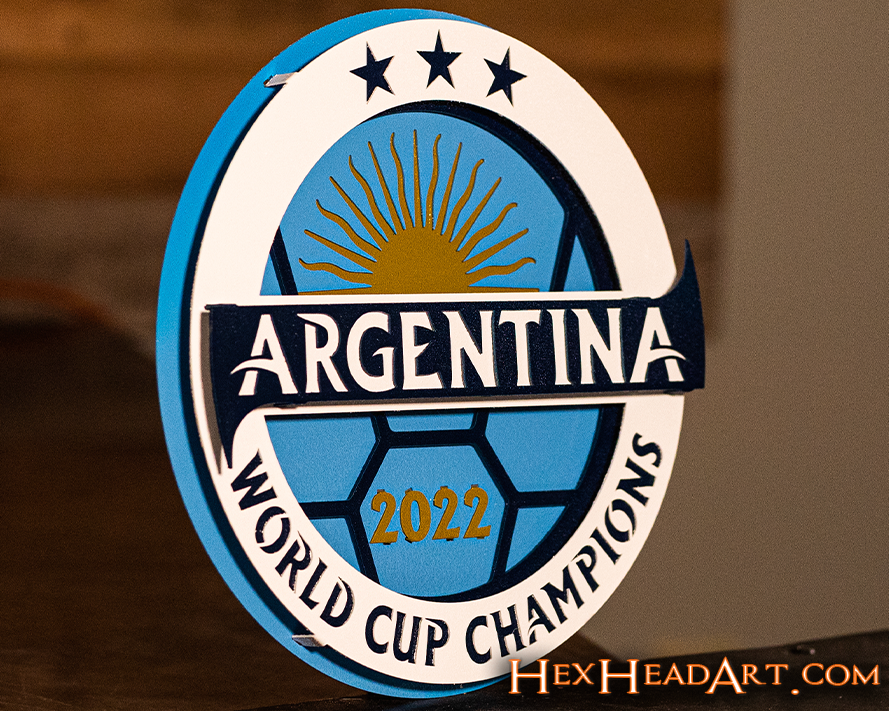 Argentina World Cup 2022 Champions Gift Size 3D Metal Wall Art