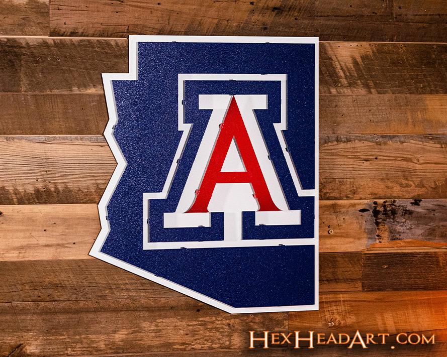 Arizona Wildcats "A on STATE" 3D Vintage Metal Wall Art