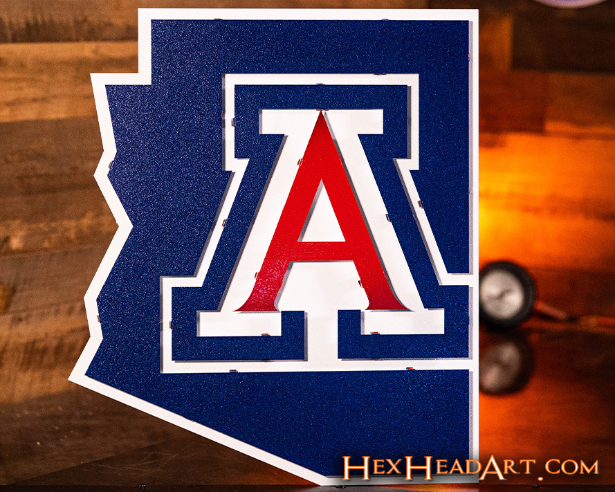 Arizona Wildcats  "A on STATE"  3D Vintage Metal Wall Art