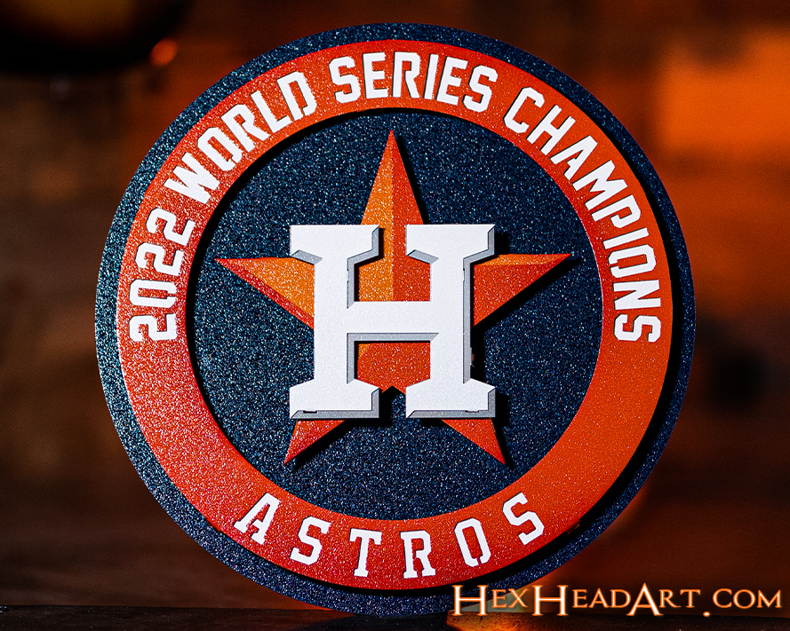 Houston Astros Crest 3D Metal Artwork – Hex Head Art