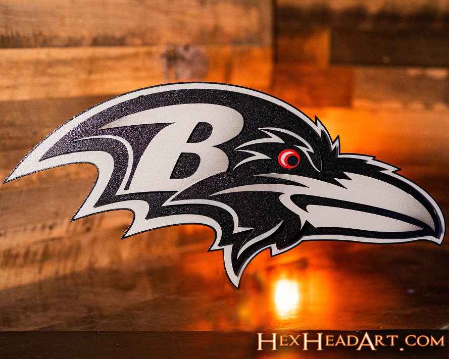 MONOCHROME - Baltimore Ravens "Raven Mascot" 3D Vintage Metal Wall Art