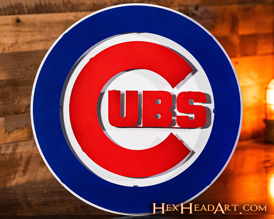 Chicago Cubs 22'' x 3D Artwork Sign - Red