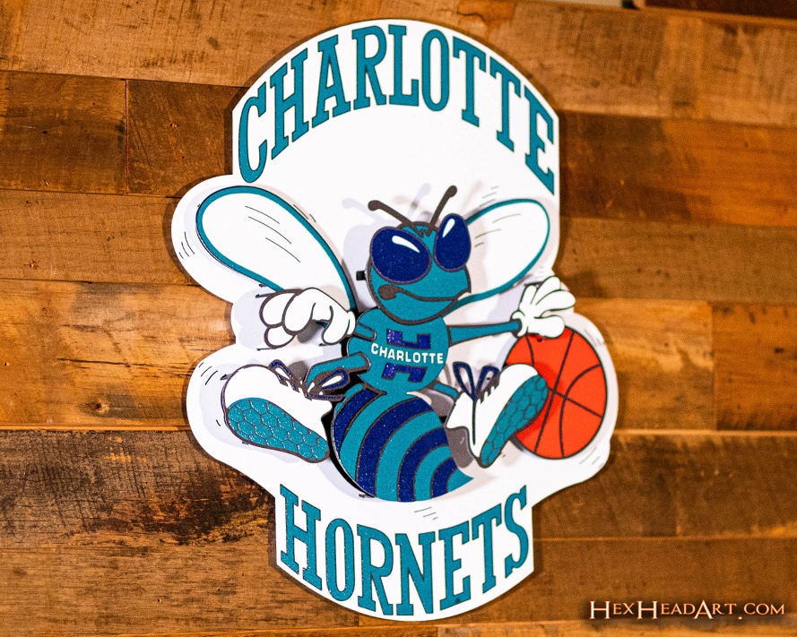 Charlotte Hornets 1988-2002 RETRO 3D Vintage Metal Wall Art