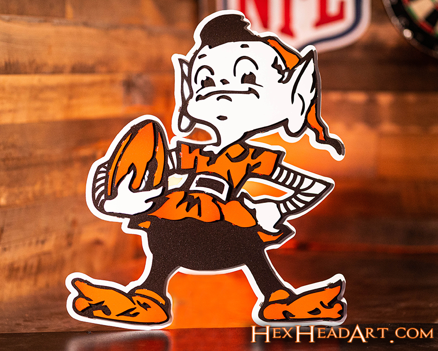 Cleveland Browns Brownie 3D Vintage Metal Wall Art – Hex Head Art