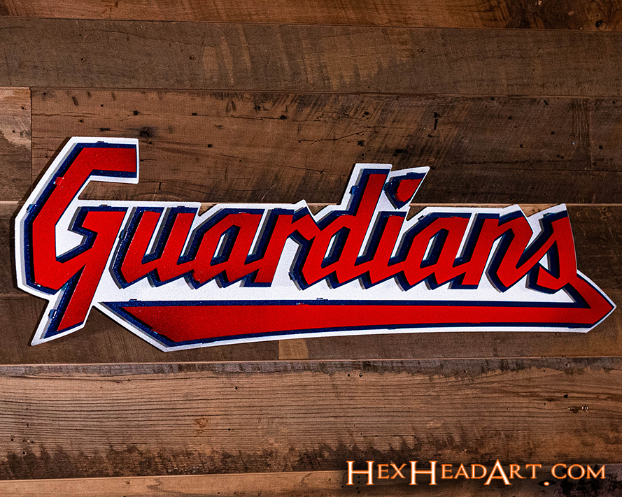 Cleveland Guardians Script "GUARDIANS" 3D Vintage Metal Wall Art