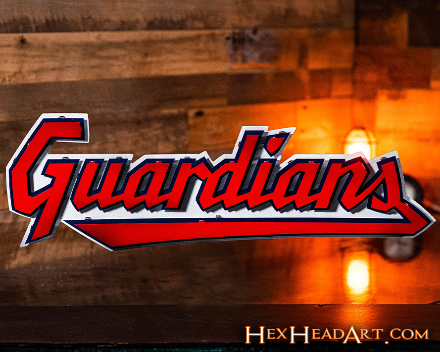 Cleveland Guardians Script "GUARDIANS" 3D Vintage Metal Wall Art