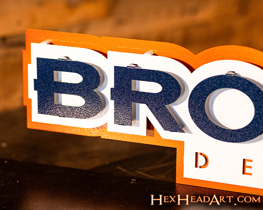 Denver Broncos Namemark 3D Vintage Metal Wall Art