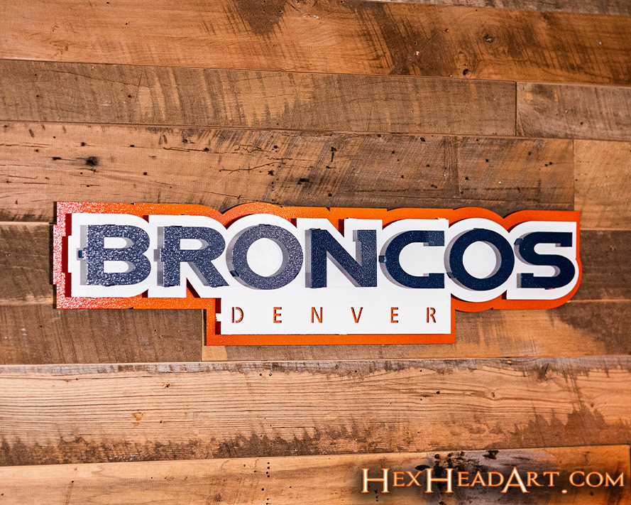 Denver Broncos Namemark 3D Vintage Metal Wall Art