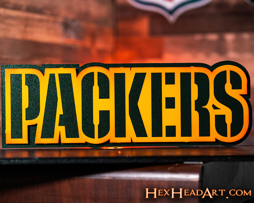 Green Bay Packers PACKERS 3D Vintage Metal Wall Art - Hex Head Art