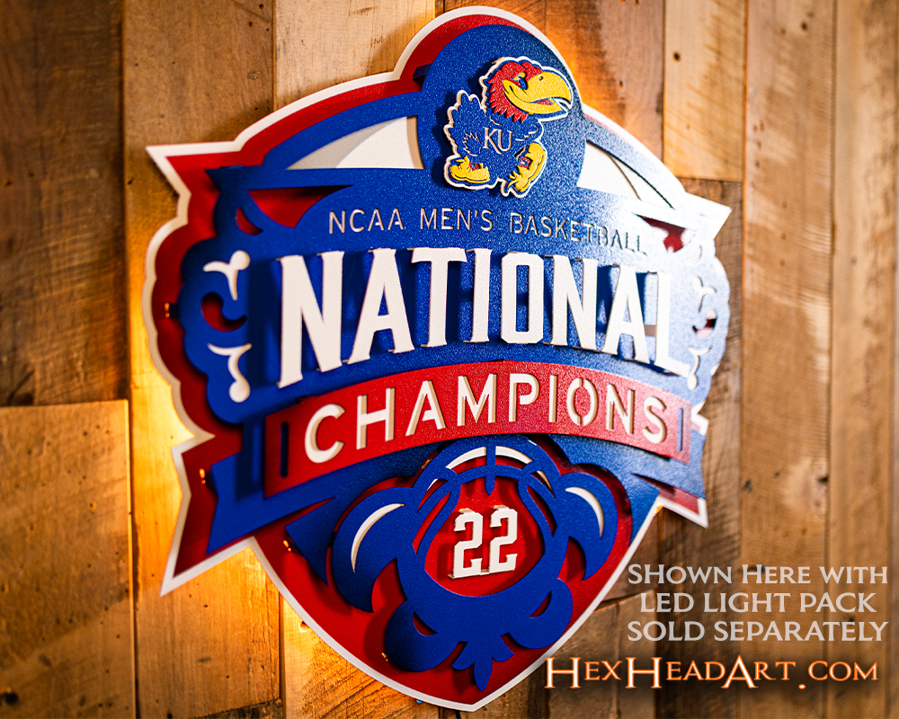 Kansas Jayhawks "2022 NCAA BASKETBALL NATIONAL CHAMPIONS" 3D Vintage Metal Wall Art