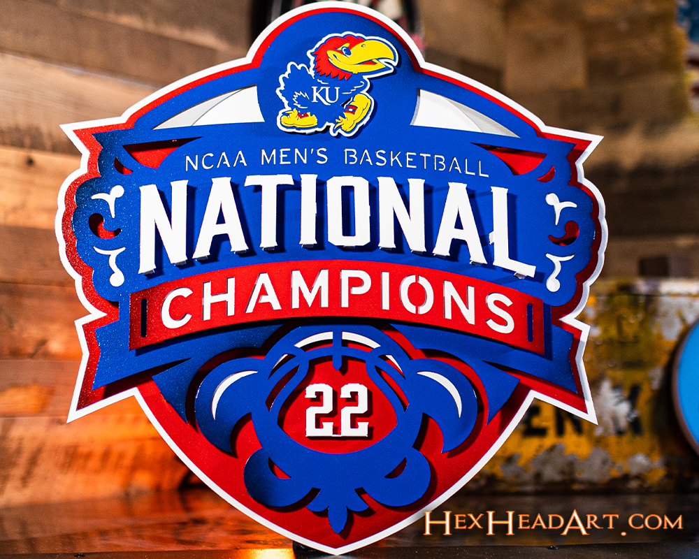 Kansas Jayhawks "2022 NCAA BASKETBALL NATIONAL CHAMPIONS"  3D Vintage Metal Wall Art