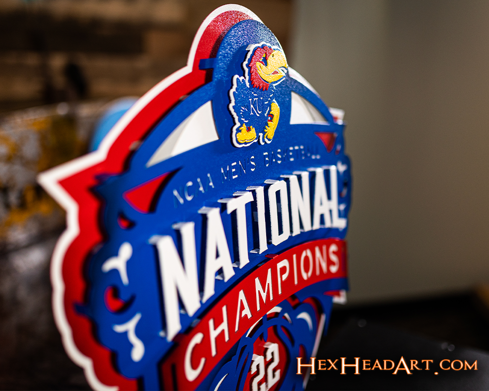 Kansas Jayhawks "2022 NCAA BASKETBALL NATIONAL CHAMPIONS" 3D Vintage Metal Wall Art