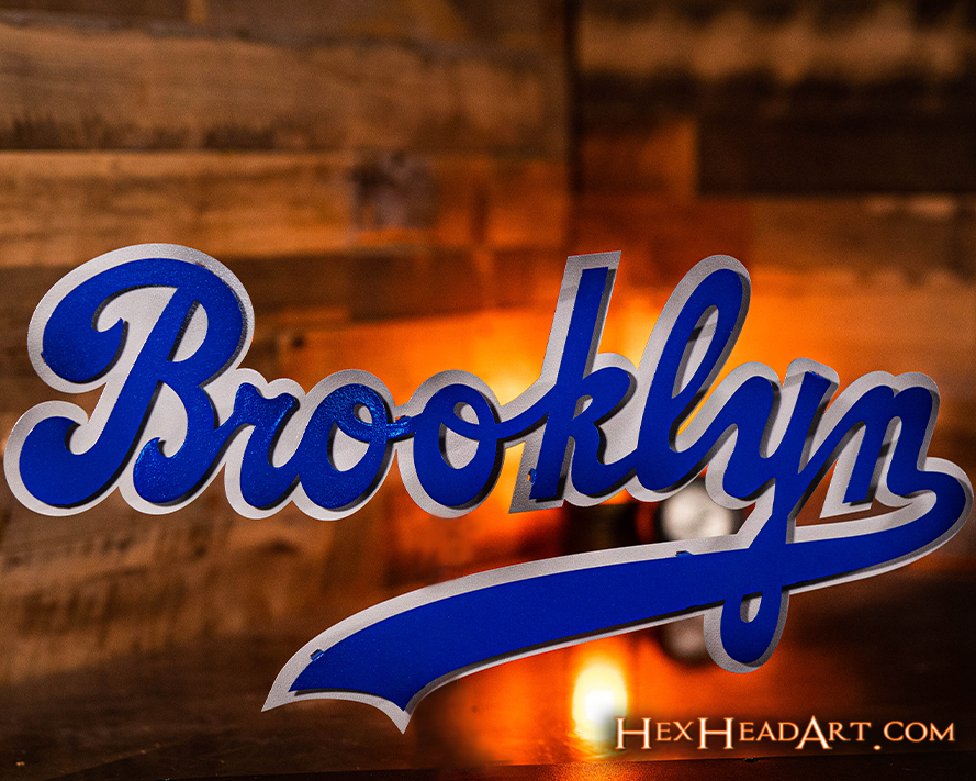 Brooklyn Dodgers Script 3D Vintage Metal Wall Art