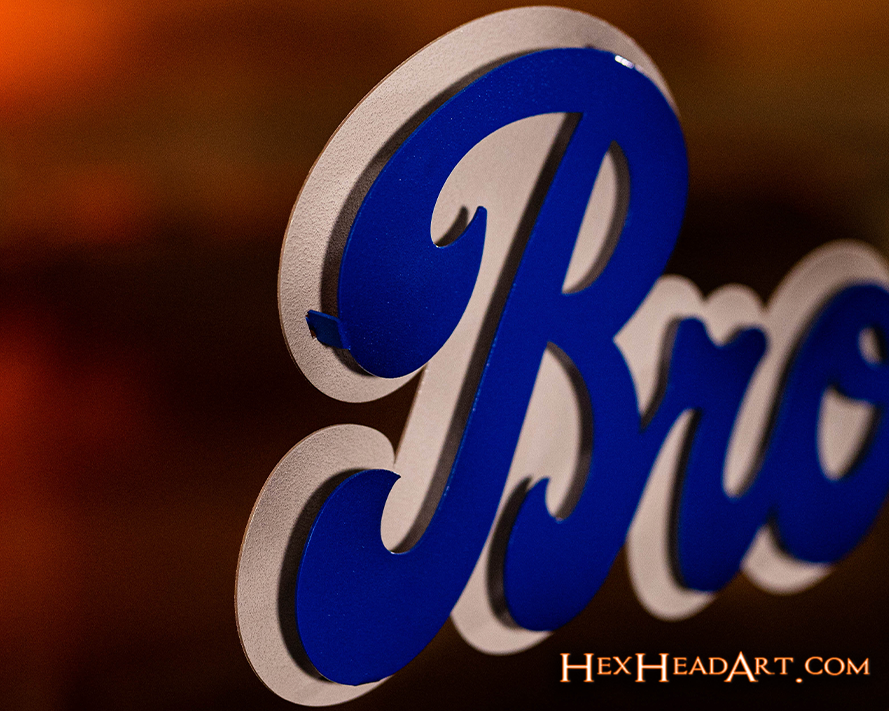 Brooklyn Dodgers Script 3D Vintage Metal Wall Art