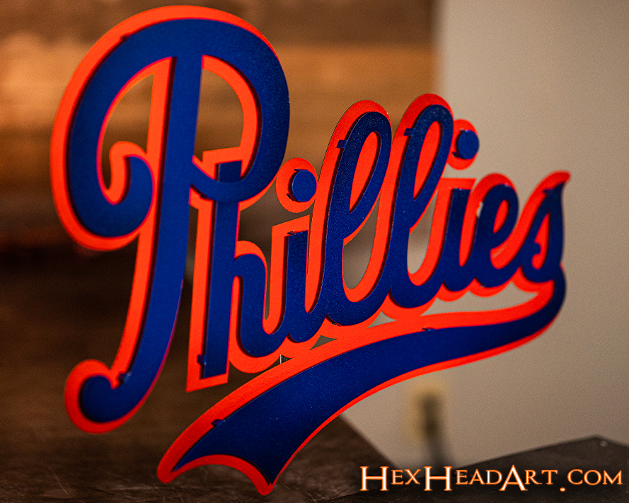 Left Side Philadelphia Phillies "1937" Script 3D Metal Wall Art