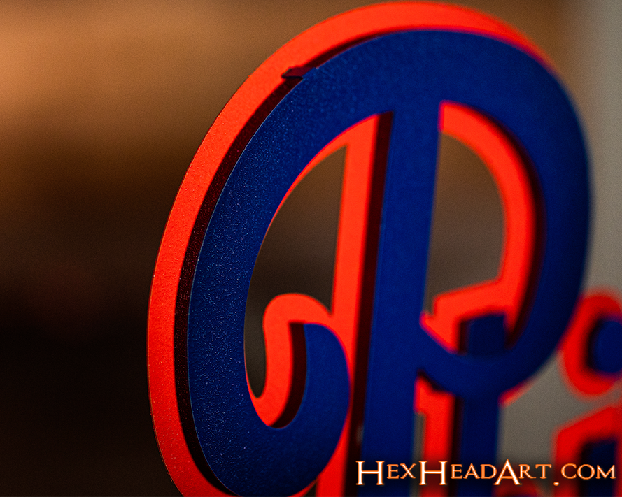 Top Left Philadelphia Phillies "1937" Script 3D Metal Wall Art