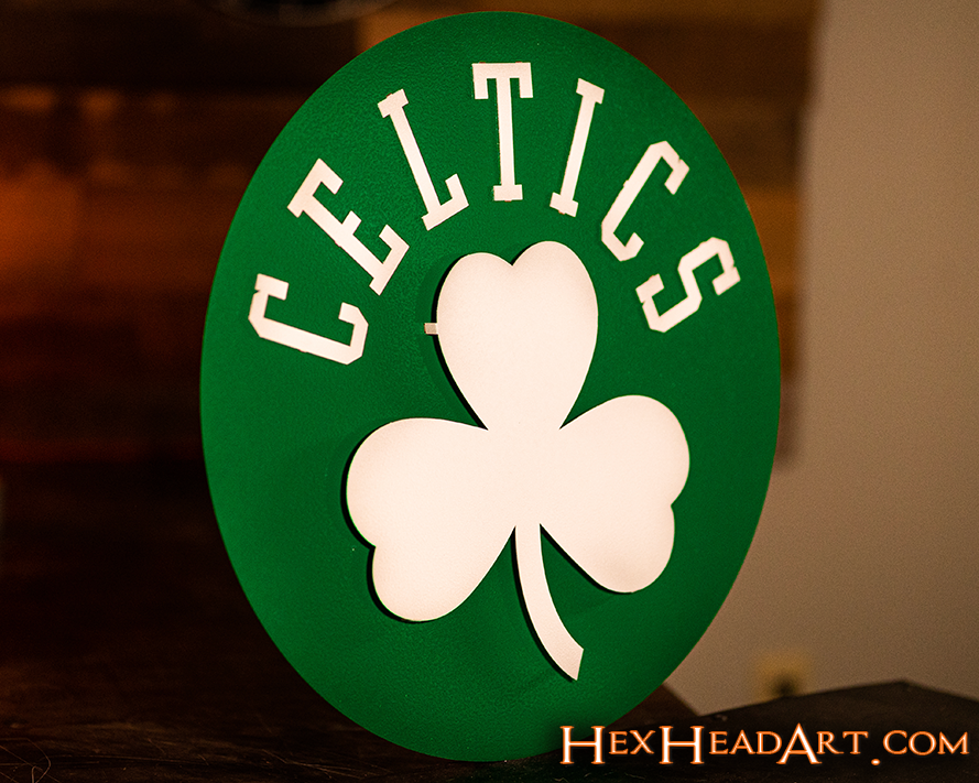 Left Angle Boston Celtics Shamrock NBA 3D Metal Wall Art