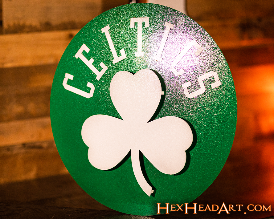 Side View Boston Celtics Shamrock NBA 3D Metal Wall Art