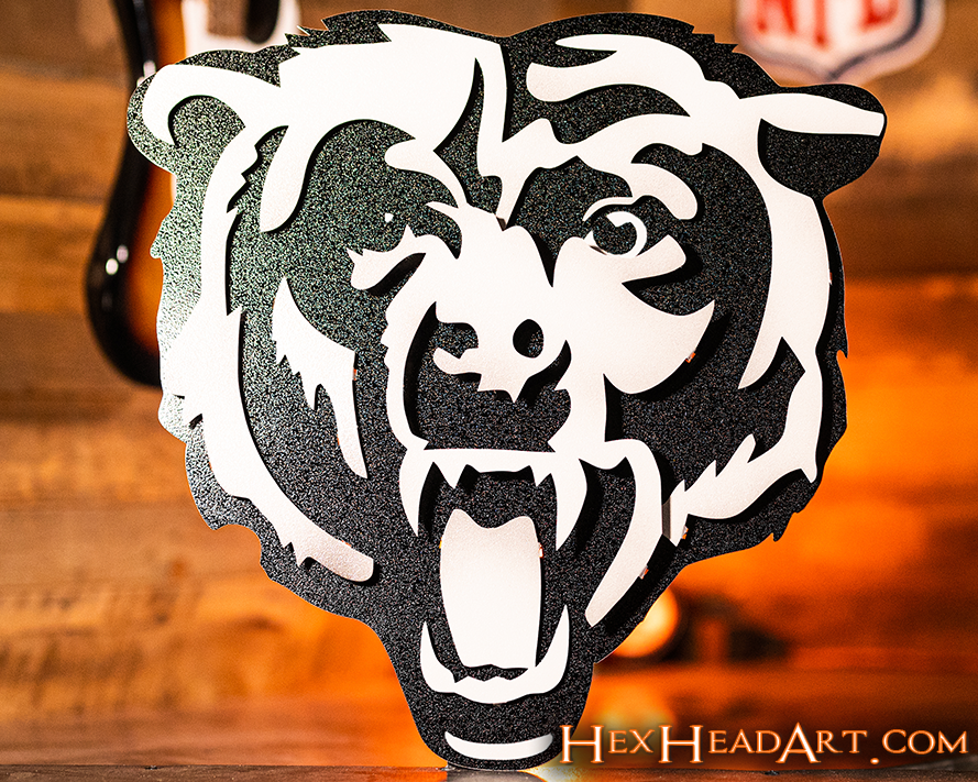 Chicago Bears 'Roaring Bear' 3D Vintage Metal Wall Art – Hex Head Art