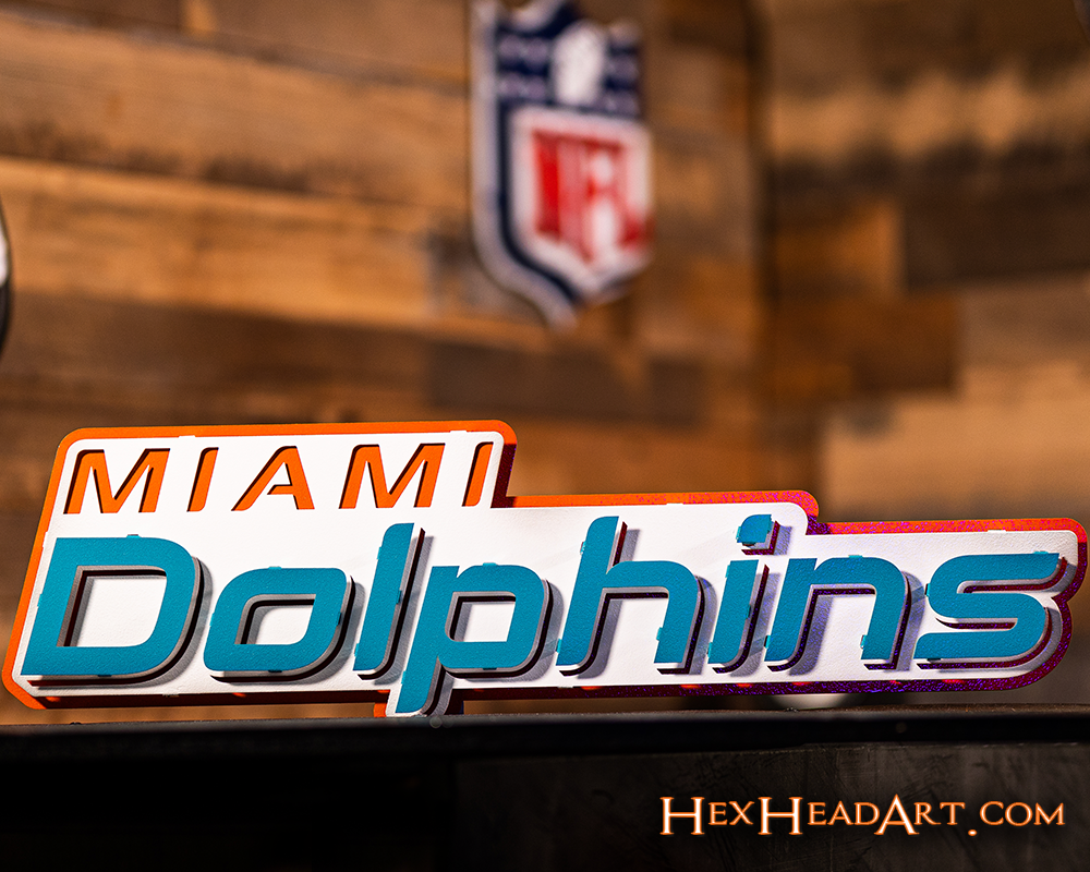 Miami Dolphins 3D Vintage Metal Wall Art - Hex Head Art