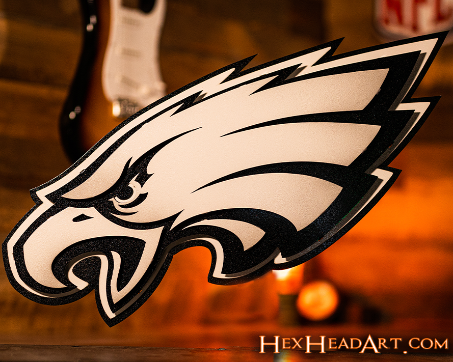 Philadelphia Eagles Mascot 3D Vintage Metal Wall Art – Hex Head Art