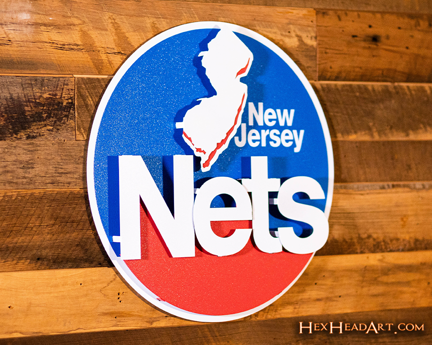 New Jersey Nets Retro 3D Vintage Metal Wall Art