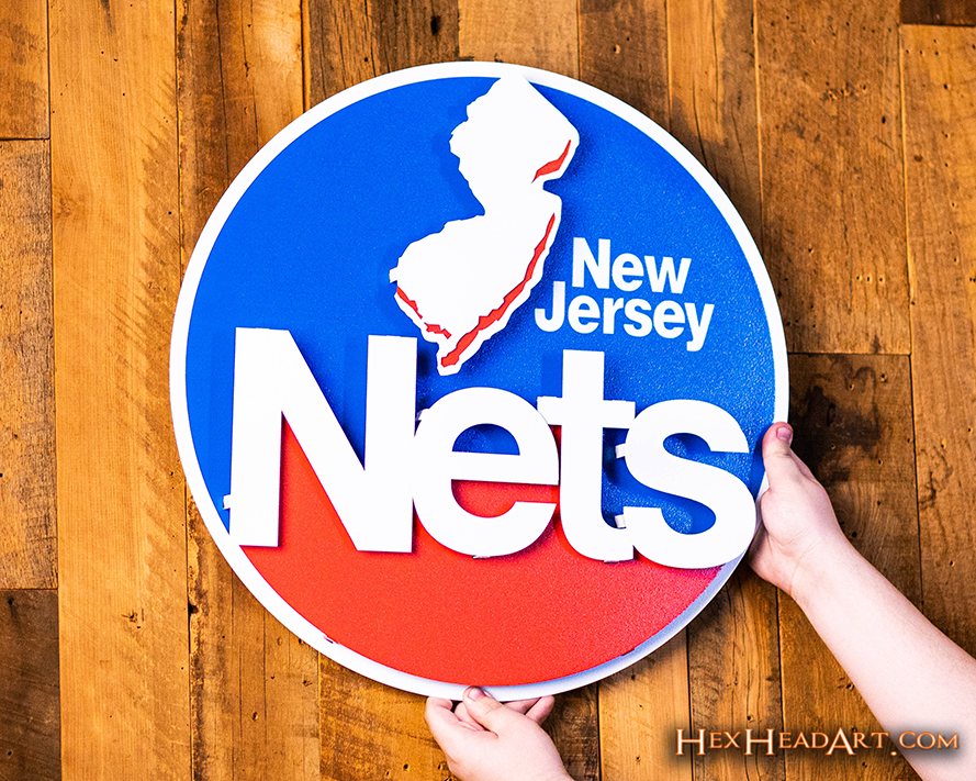 New Jersey Nets Retro 3D Vintage Metal Wall Art