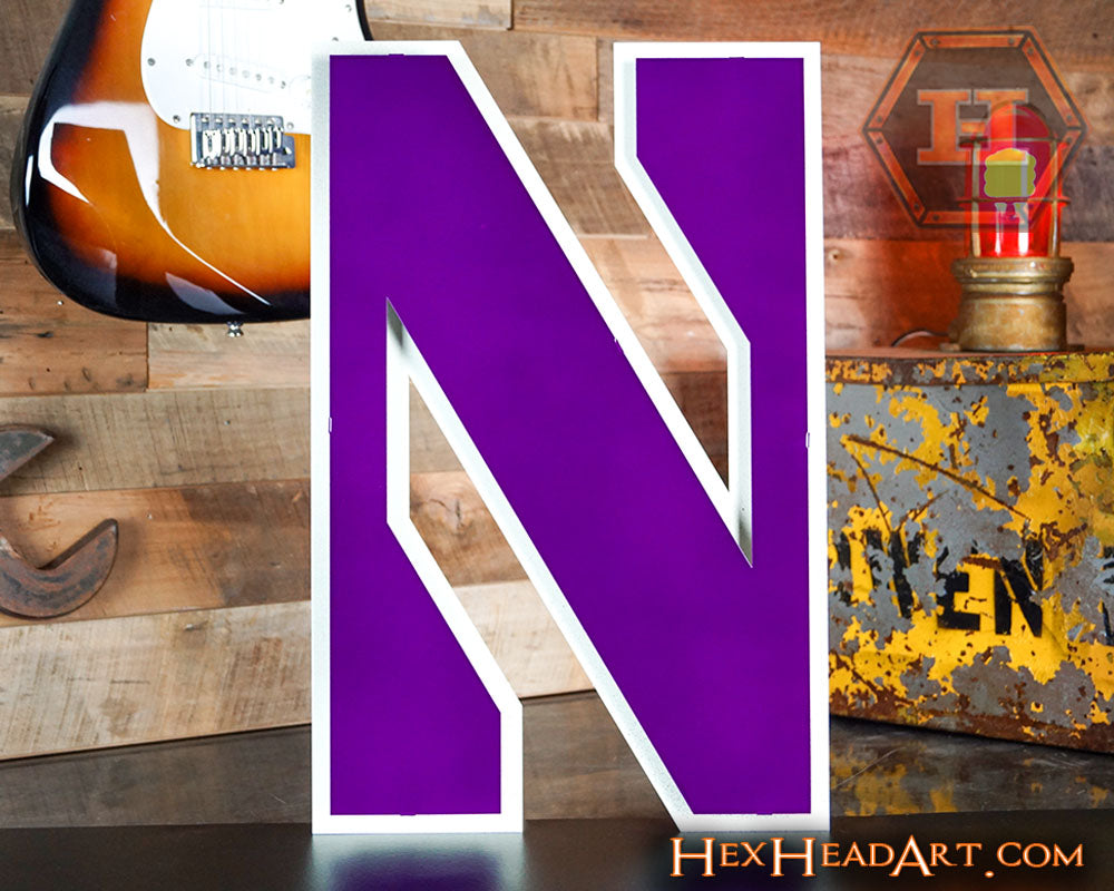 Northwestern Wildcats "N" 3D Vintage Metal Art
