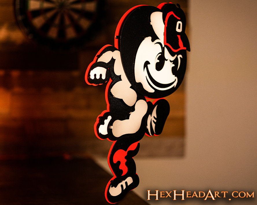 Right Side Ohio State "Brutus" Mascot 3D Metal Wall Art