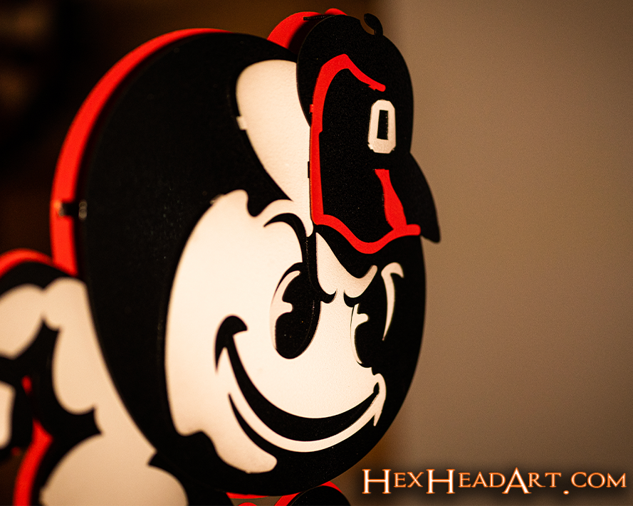 Close Up Ohio State "Brutus" Mascot 3D Metal Wall Art