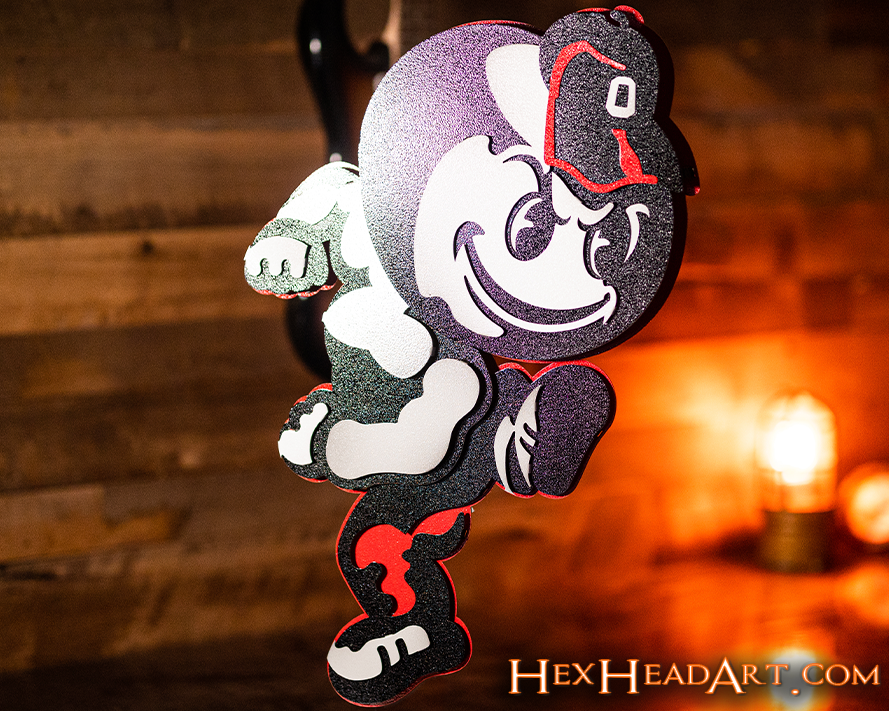 Side View Ohio State "Brutus" Mascot 3D Metal Wall Art