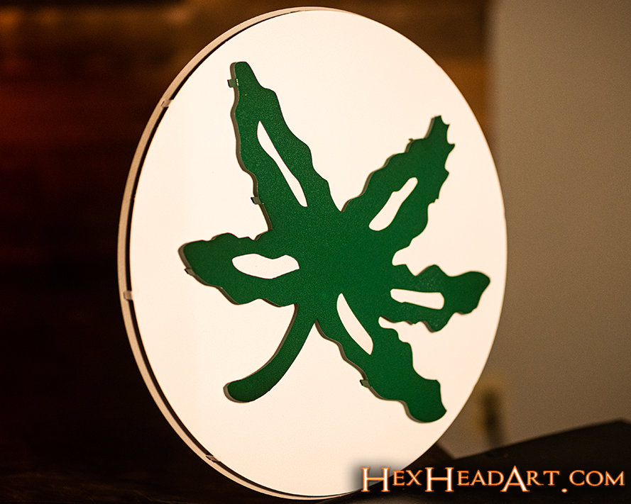 Left View Ohio State Buckeyes Helmet Decal 3D Metal Wall Art