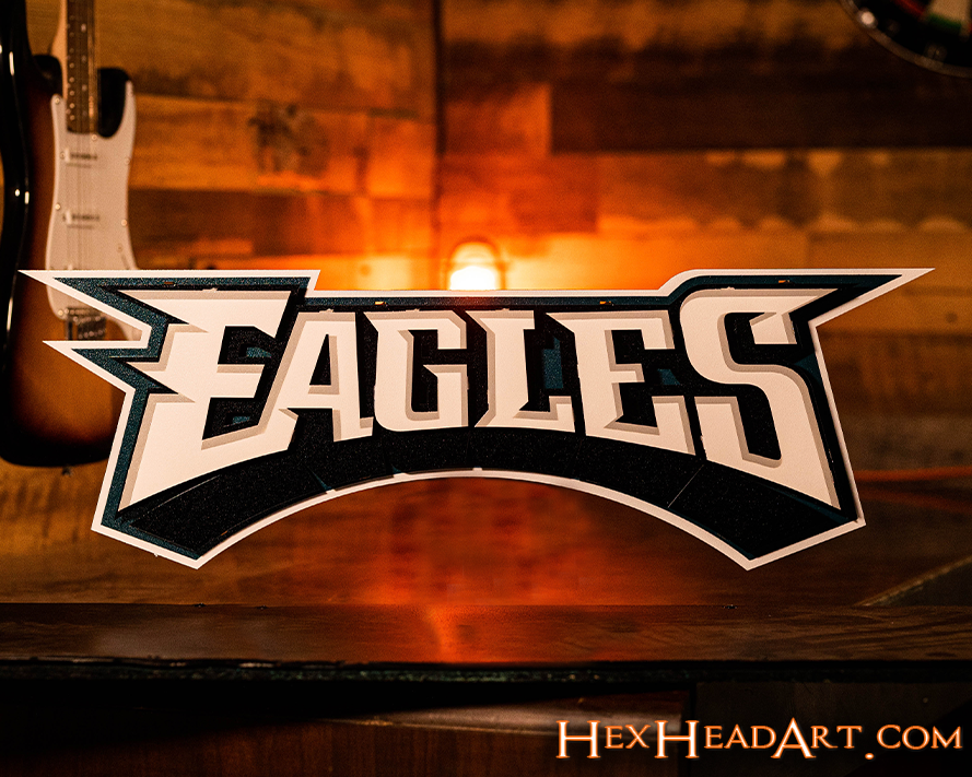 Philadelphia Eagles Mascot 3D Vintage Metal Wall Art – Hex Head Art