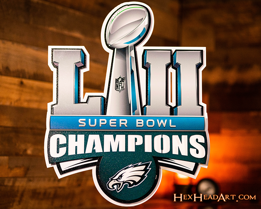 Philadelphia Eagles Super Bowl 52 Champions 3D Vintage Metal Wall Art ...