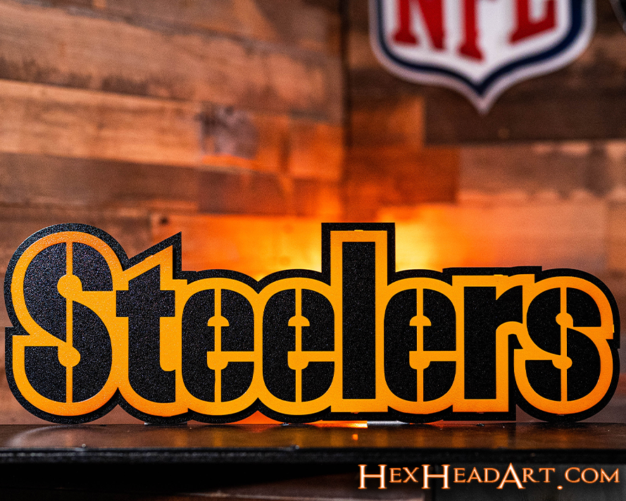 Pittsburgh Steelers Iconic 'Steelers' 3D Vintage Metal Wall Art