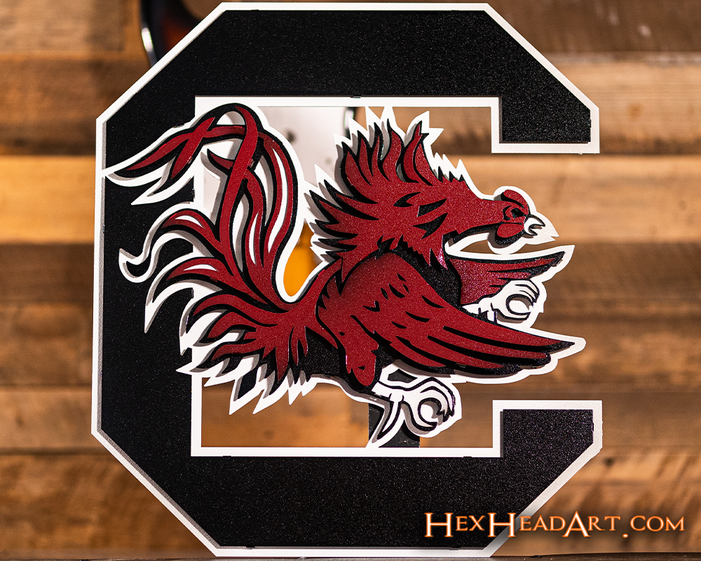 South Carolina Gamecocks "Block C" 3D Vintage Metal Wall Art