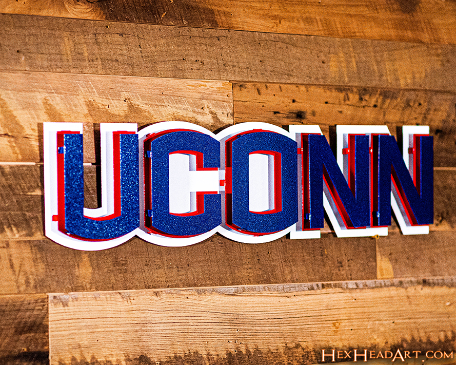 Connecticut Huskies "UCONN" 3D Vintage Metal Wall Art