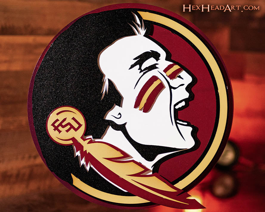Florida State Seminole Crest 3D Vintage Metal Wall Art