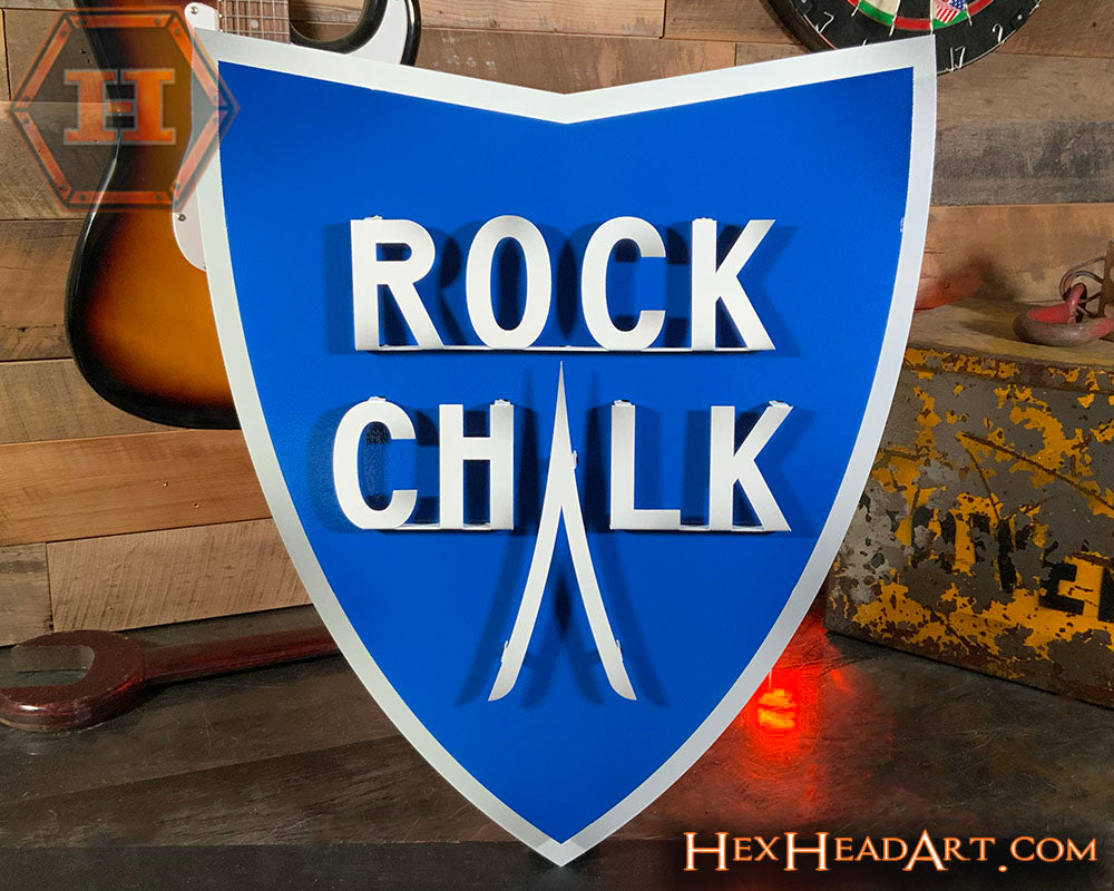 CLOSE OUT- Kansas Jayhawks VAULT Rock Chalk 3D Vintage Metal Wall Art