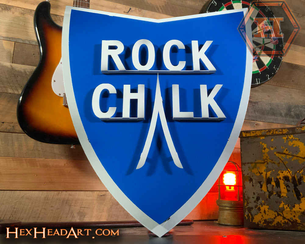 CLOSE OUT- Kansas Jayhawks VAULT Rock Chalk 3D Vintage Metal Wall Art