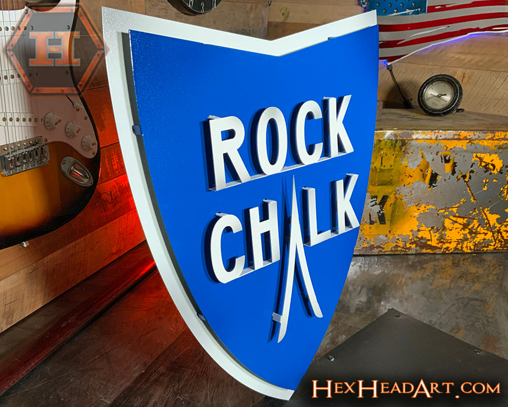 CLOSE OUT- Kansas Jayhawks VAULT Rock Chalk 3D Vintage Metal Wall Art