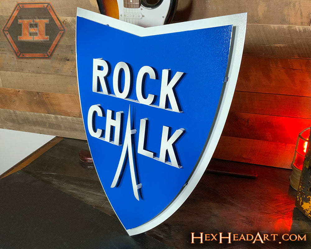 CLOSE OUT- Kansas Jayhawks VAULT Rock Chalk 3D Vintage Metal Wall Art