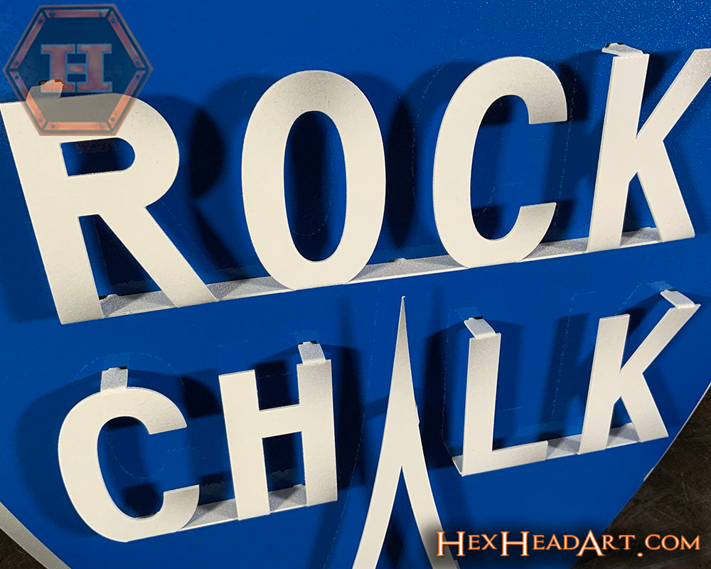 CLOSE OUT- Kansas Jayhawks VAULT Rock Chalk 3D Vintage Metal Wall Art