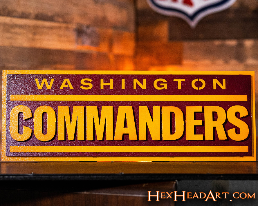 Washington Commanders football team 11 round carved wood wall hanging sign