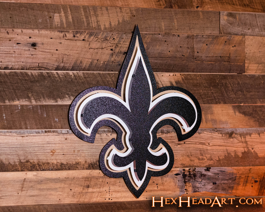 Black and Gold Fleur de Lis 3D Vintage Metal Wall Art