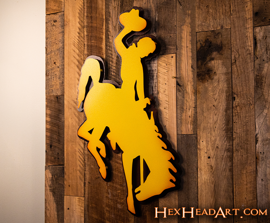 Wyoming Cowboys Mascot 3D Vintage Metal Wall Art
