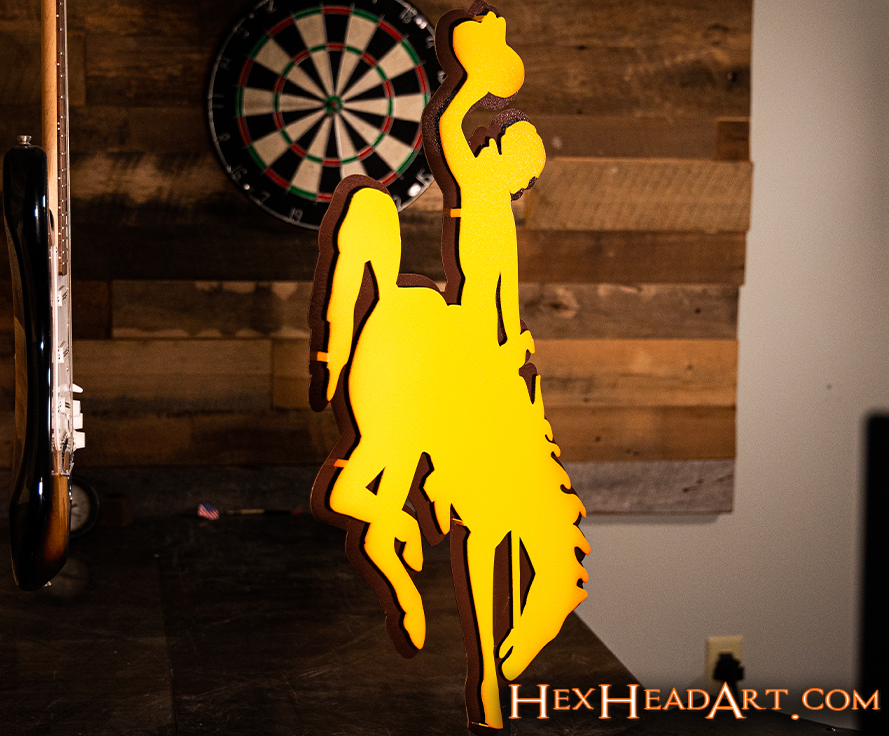 Wyoming Cowboys Mascot 3D Vintage Metal Wall Art