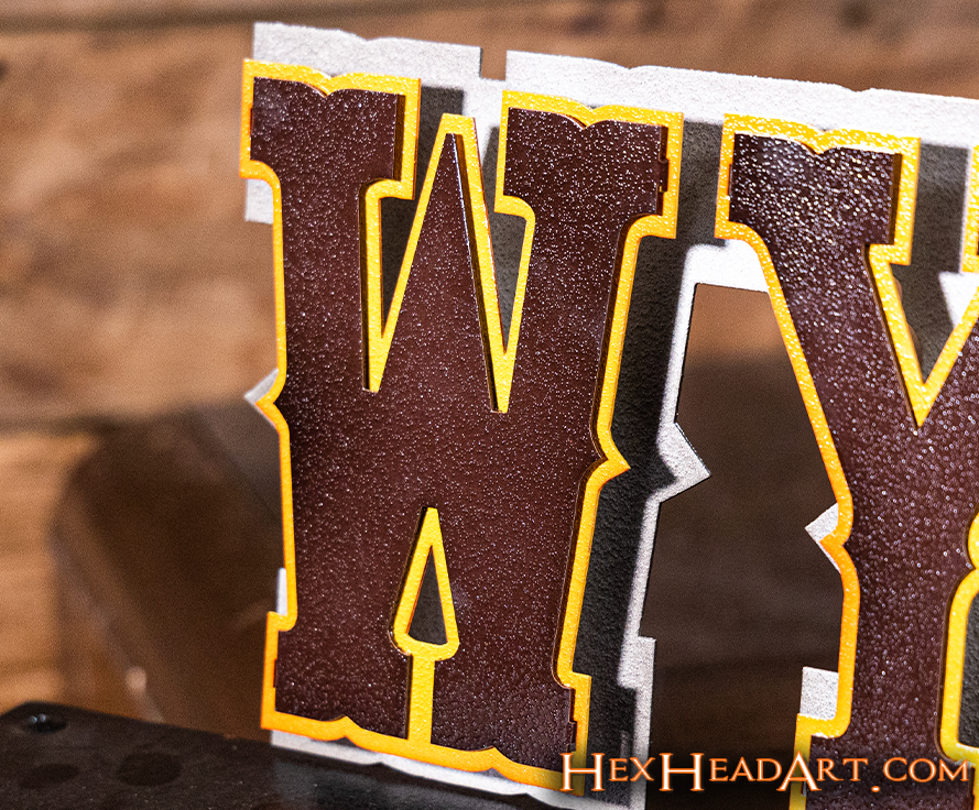 Wyoming Cowboys Wordmark 3D Vintage Metal Wall Art