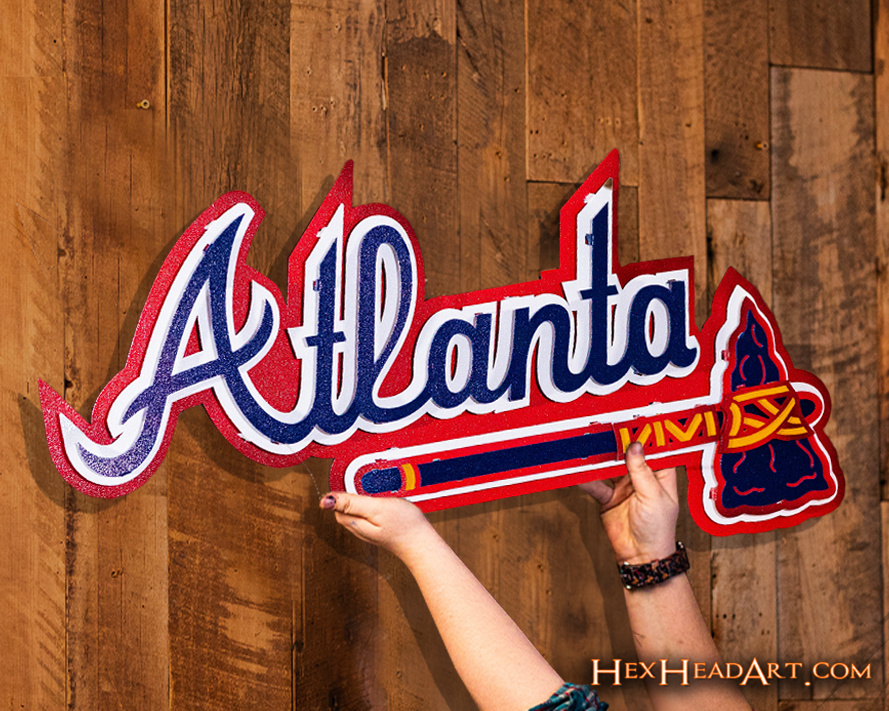 Atlanta Braves Script "ATLANTA" 3D Metal Wall Art